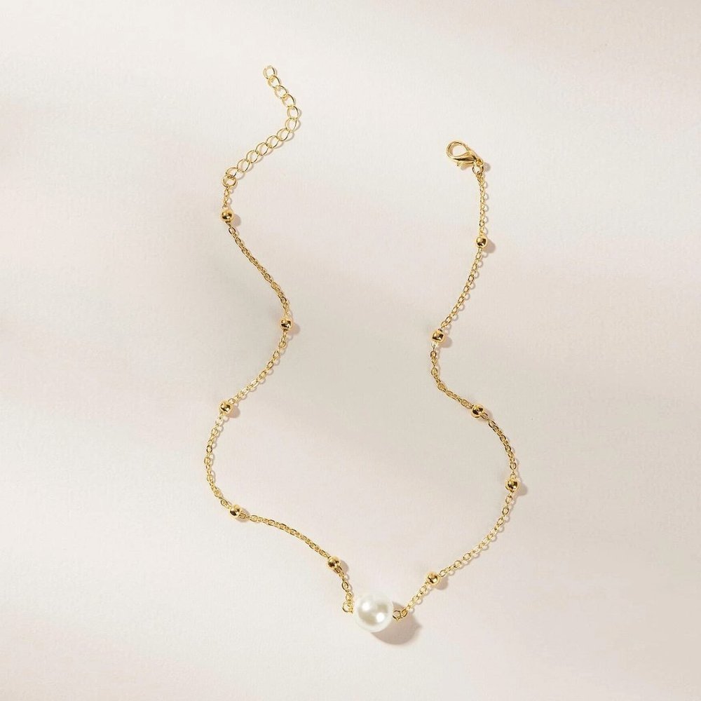 Faux Pearl Clavicle Necklace - Picture 2 of 2